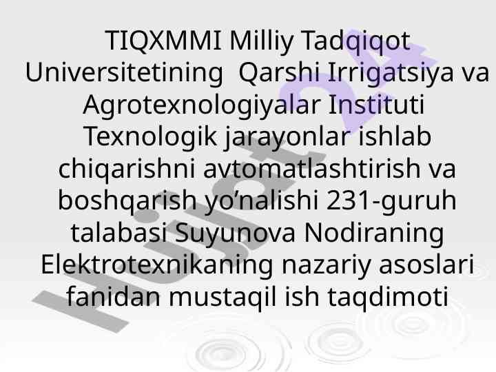 Sinusoidal yukni hisoblash asoslari