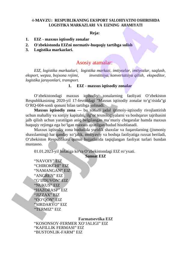 Respublikaning eksport salohiyatini oshirishi