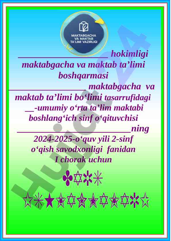 O‘quv yili 2024-2025 ta’lim mavzu rejasi