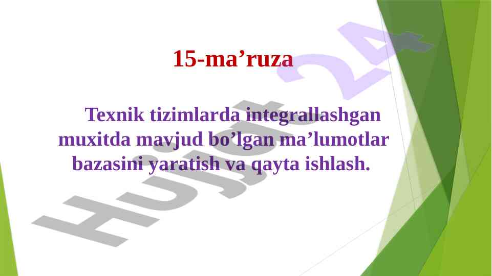 Ma’lumotlar bazasi yaratish va qayta ishlash usullari