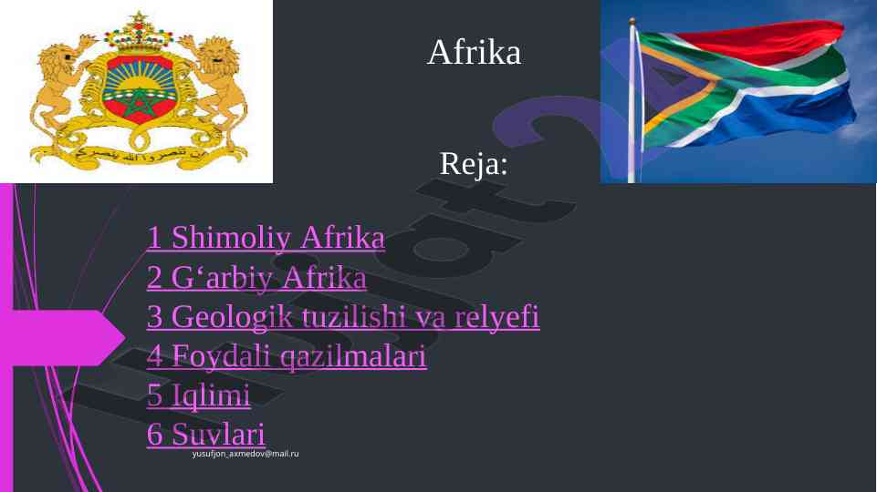 Afrika mintaqalari va geologik tuzilishi