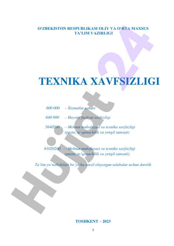 Texnika xavfsizligi darslik talabalar uchun