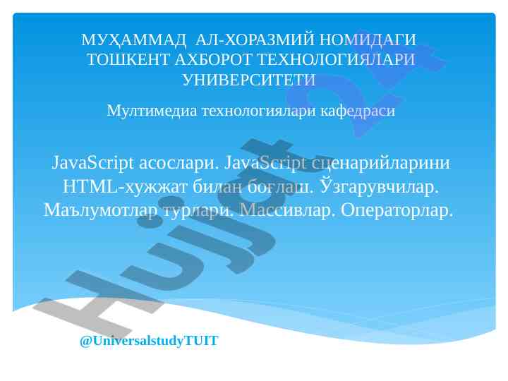 Javascript asoslari bilan tanishing