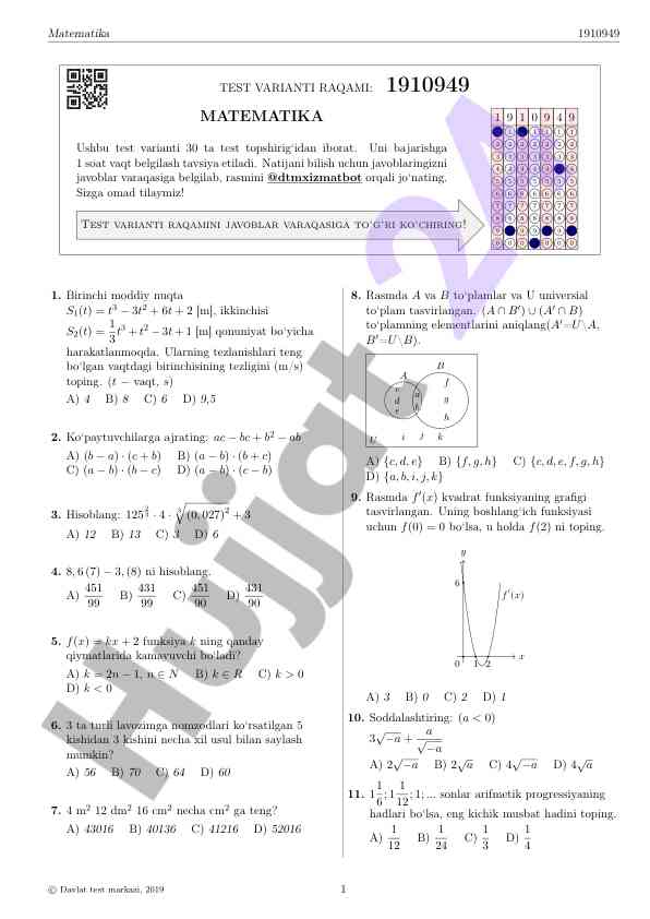 Matematika test varianti 1910949