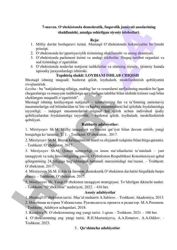 O‘zbekistonda demokratik fuqarolik jamiyati asoslari