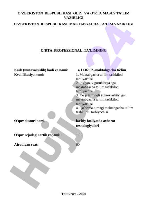 Maktabgacha ta’lim dasturi va baholash usullari