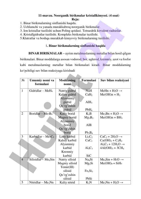 Noorganik birikmalar kristallkimyosi