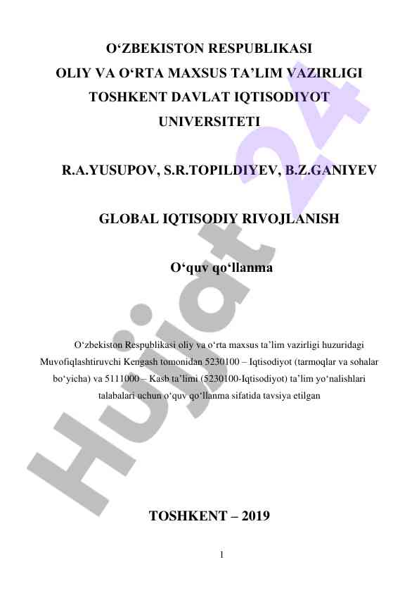 Globall iqtisodiy rivojlanish o‘quv qo‘llanmasi