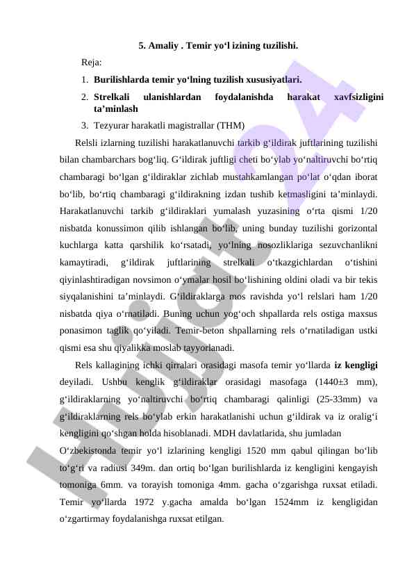 Temir yo‘l tuzilishi va harakat xavfsizligi