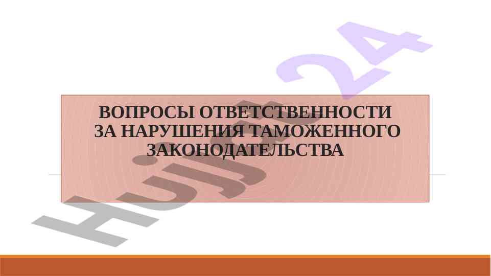 Ответственность за нарушение таможенного закона