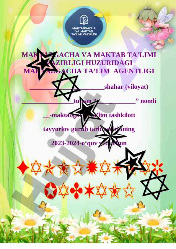 Maktabgacha ta’lim tashkiloti faoliyat jadvali 2023-2024