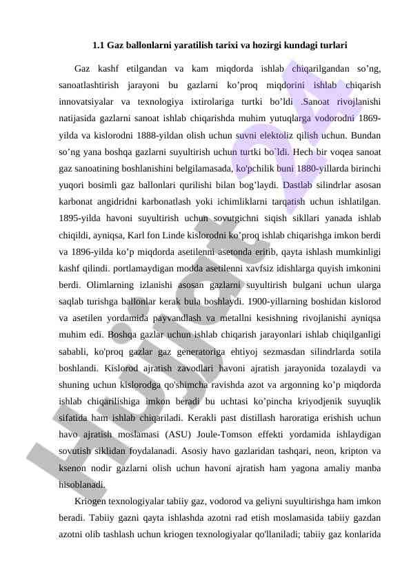 Gaz ballonlarni yaratilish tarixi va turlari