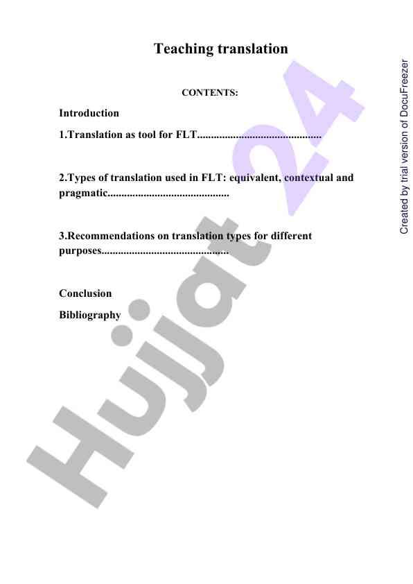 Translation methods in foreign language teaching