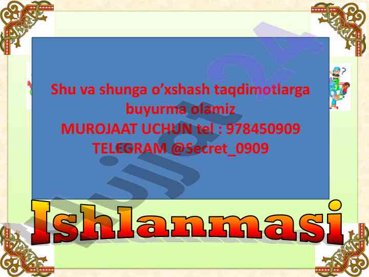 Masalalar yechishni o’rganamiz dars ishlanmasi