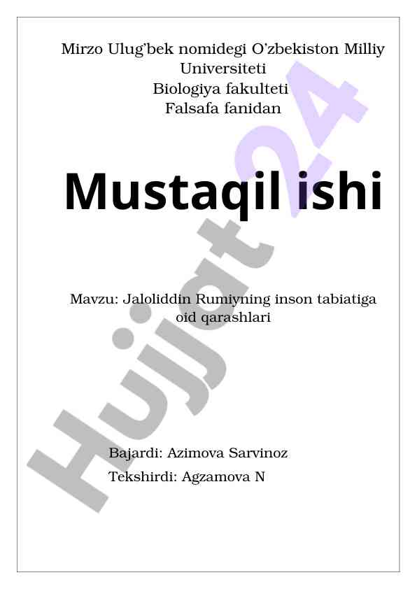 Jaloliddin rumiyning inson tabiatiga oid qarashlari