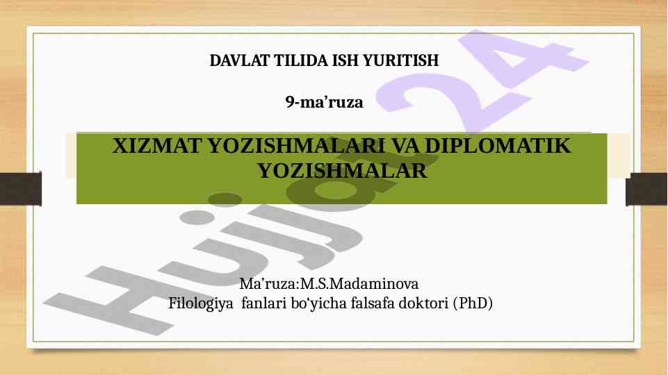 Davlat tilida ish yuritish ma’ruza 9-maqola
