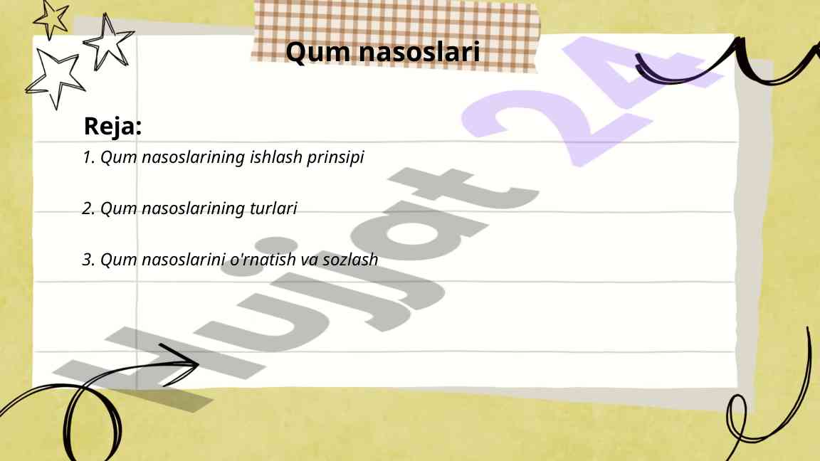 Qum nasoslarining ishlashi va turlari