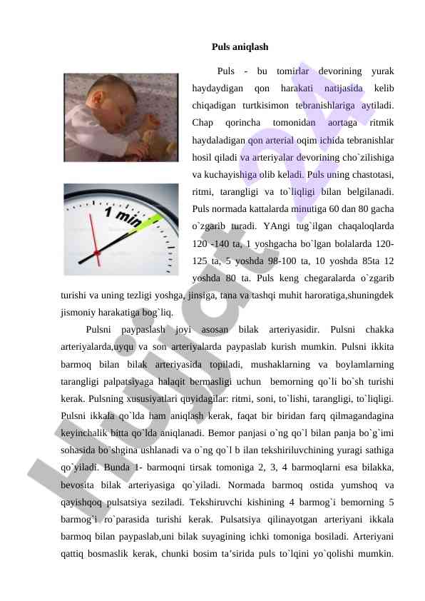 Puls aniqlash va tavsiflari