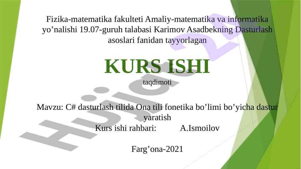 C# dasturlash tilida ona tili fonetika dasturi