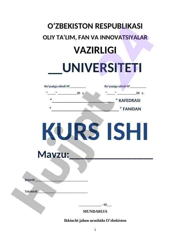 Ikkinchi Jahon Urushida O’zbekiston Demografik Oqibatlari