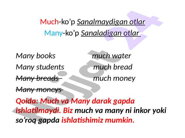 Much va many qoidalari bilan tanishing