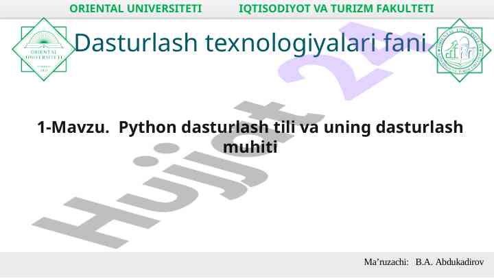 Python dasturlash tili va uning dasturlash muhiti