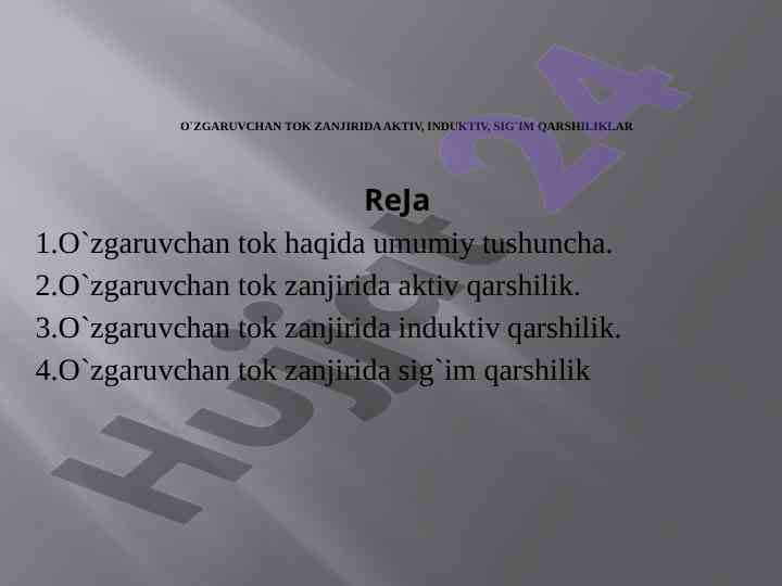 O`zgaruvchan tok zanjirida qarshiliklarning tahlili