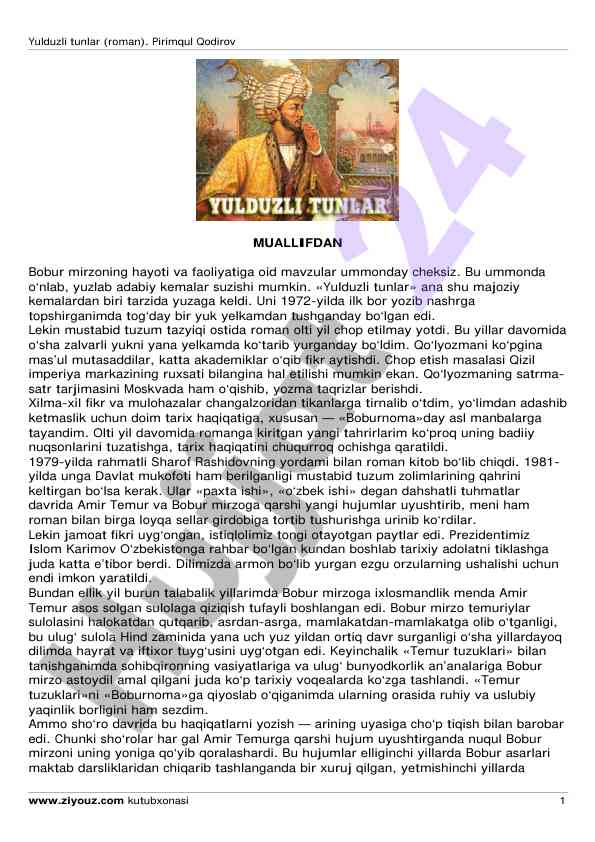 Bobur mirzoning hayoti va faoliyati bo‘yicha tahlil