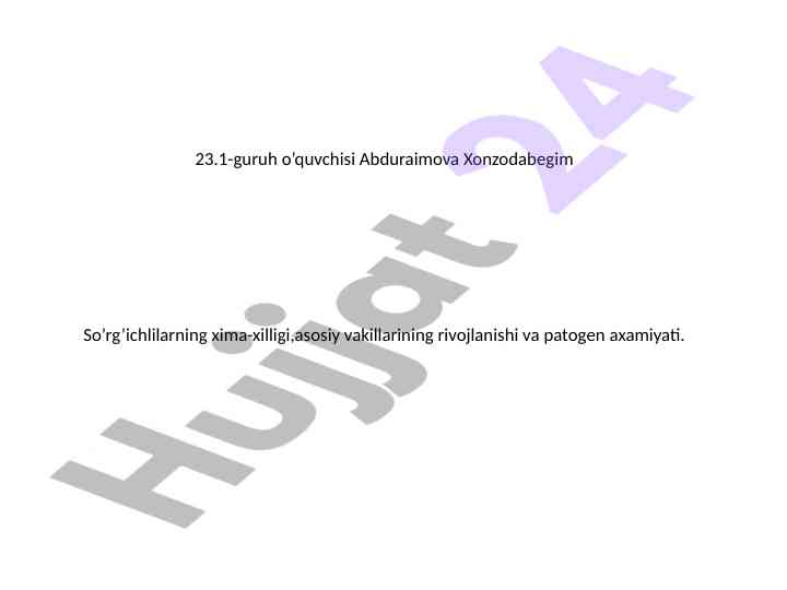 So’rg’ichlilarning xima-xilligi va patogen ahamiyati