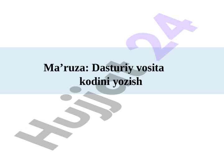 Dasturiy vosita kodini yozish: nazariy va amaliyot