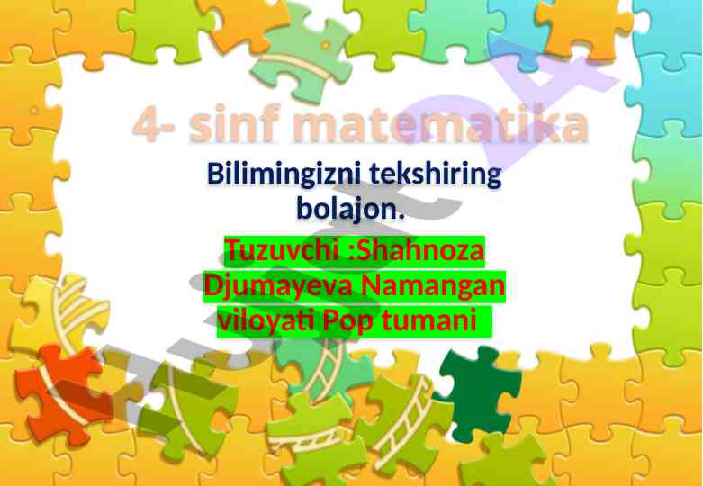 O’nlik sanoq sistemasiga oid savollar