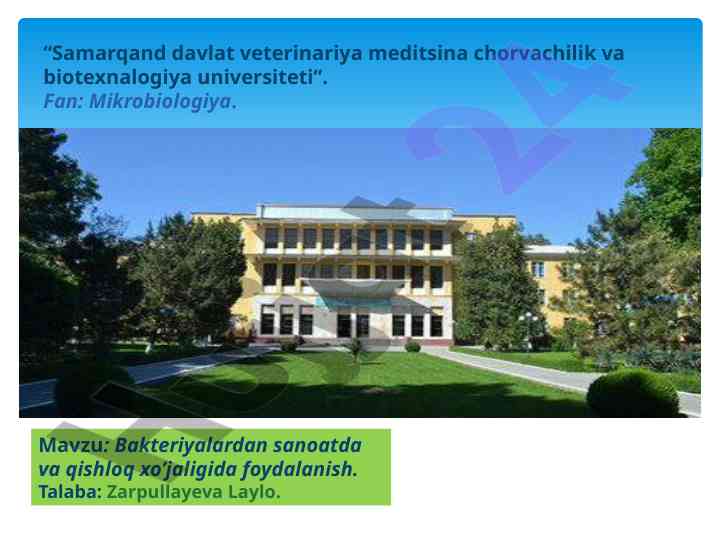 Bakteriyalardan sanoatda va qishloq xo‘jaligida foydalanish