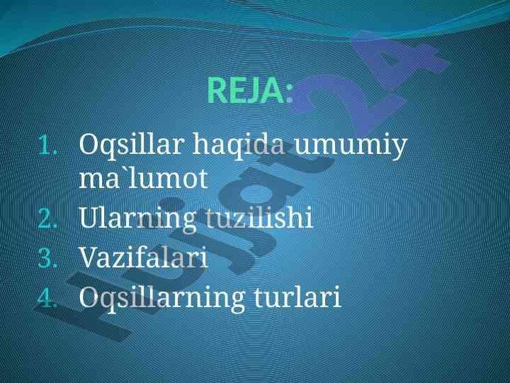 Oqsillar haqida umumiy ma`lumot va turlari