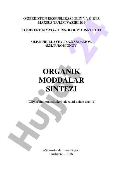 Organik moddalar sintezi darsligi