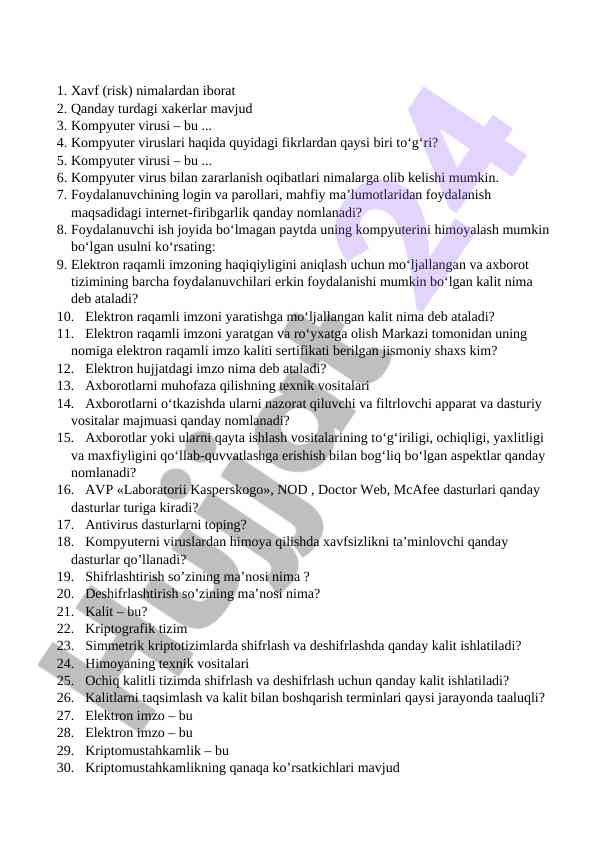 Kompyuter viruslari va internet-firibgarlik turlari