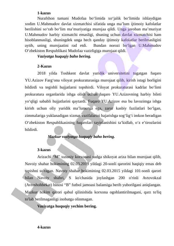 Mudofaa bo‘limida ijtimoiy kafolatlar masalasi