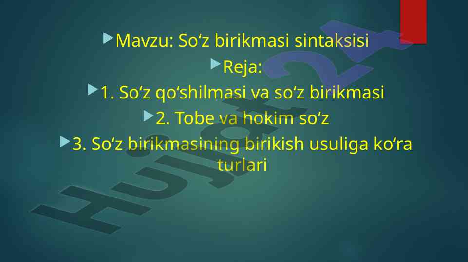 So'z birikmasi sintaksisi tushunchasi va turlari