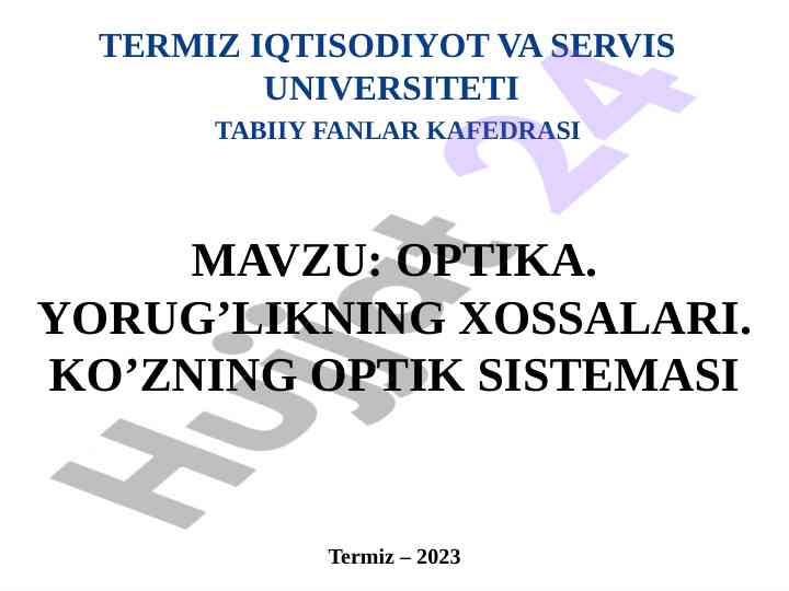 Optika va yorug'lik xossalari tahlili