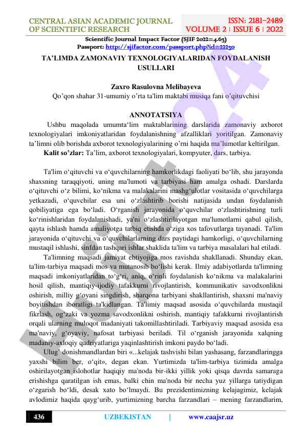 Zamonaviy ta'limda axborot texnologiyalarining o'rni
