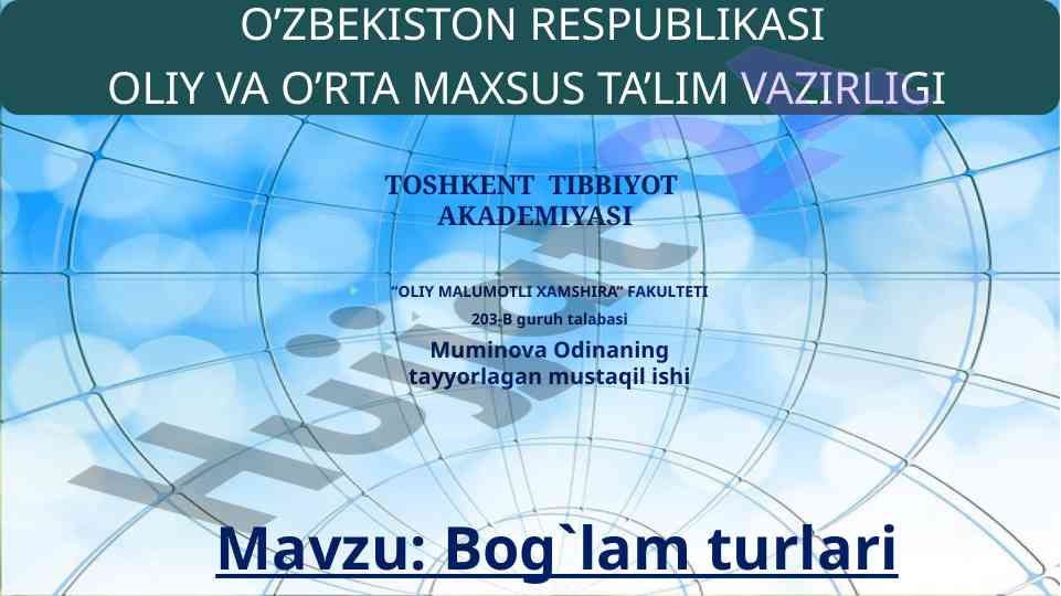 Boglam turlari va desmurgiya asoslari