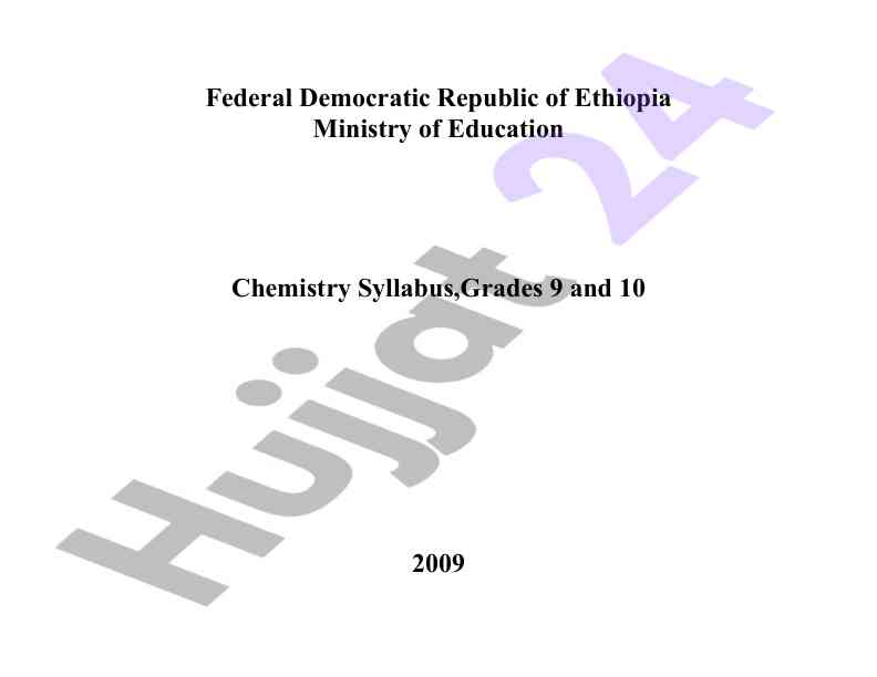 Chemistry syllabus for grades 9 and 10