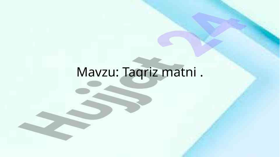 Taqriz Matni Tahlili Va Natijalari