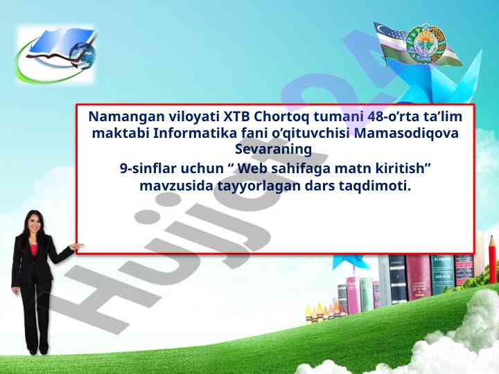 Web sahifaga matn kiritish dars taqdimoti