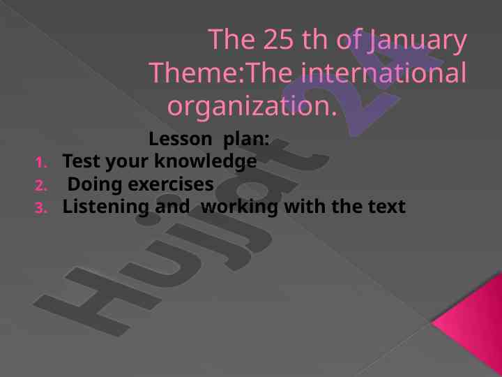 International organization theme lesson plan