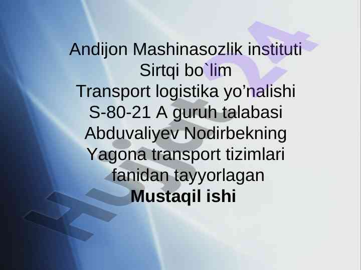 Temir yo'l transporti tasnifi va rivojlanish muammolari