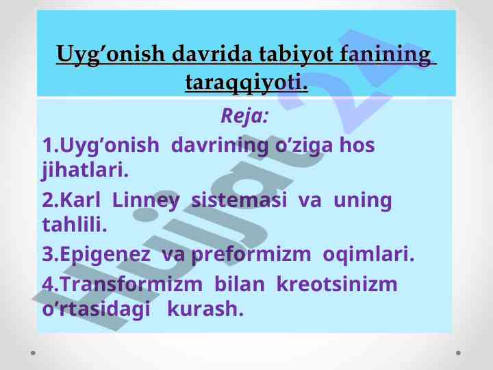 Uyg’onish davrida tabiiyot fanining taraqqiyoti