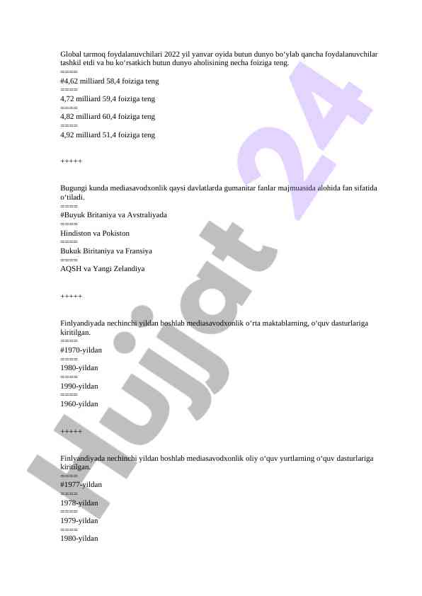 Global tarmoq foydalanuvchilari statistikasi 2022 yil