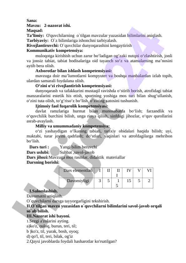 O'quvchilar uchun 2-nazorat ishining maqsadi