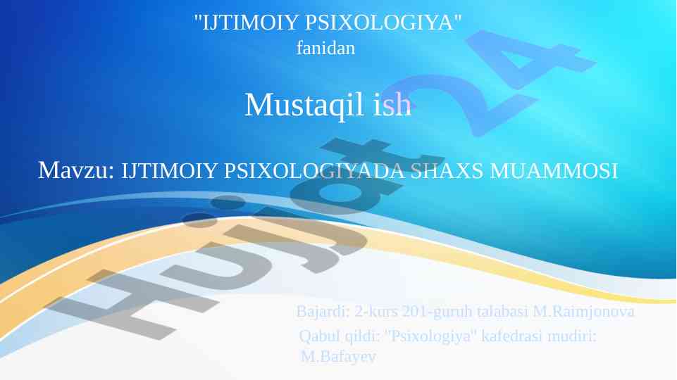 Ijtimoiy psixologiyada shaxs muammosi