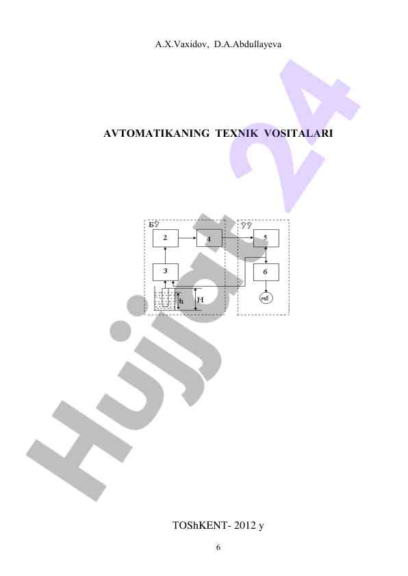 Avtomatikani texnik vositalari o‘quv qo‘llanma